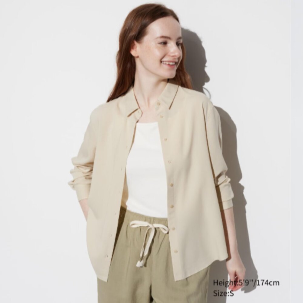 Uniqlo Rayon Blouse Beige